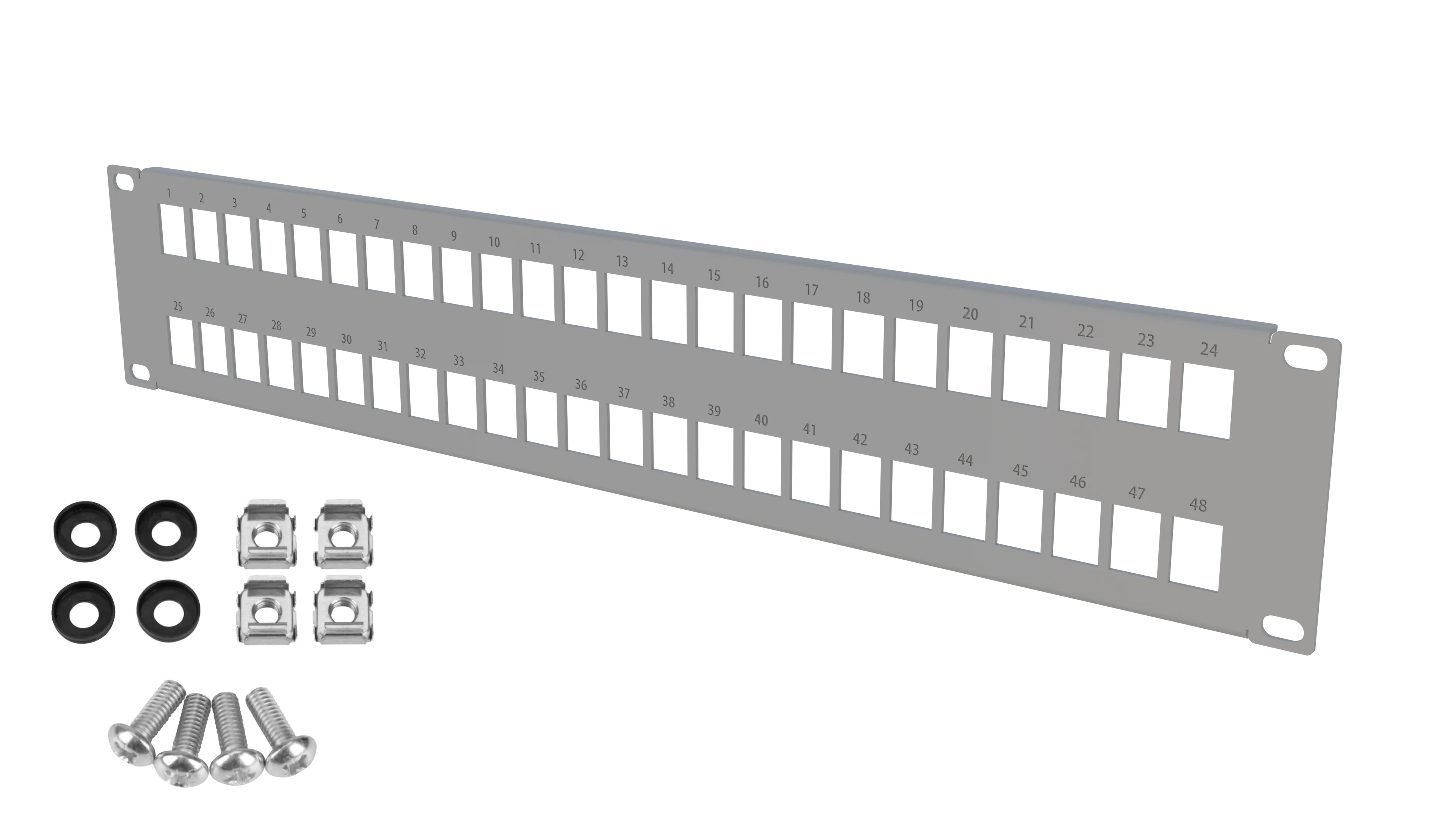 Patchpanel Keystone 2U 48 module RACK Standard 19" gri