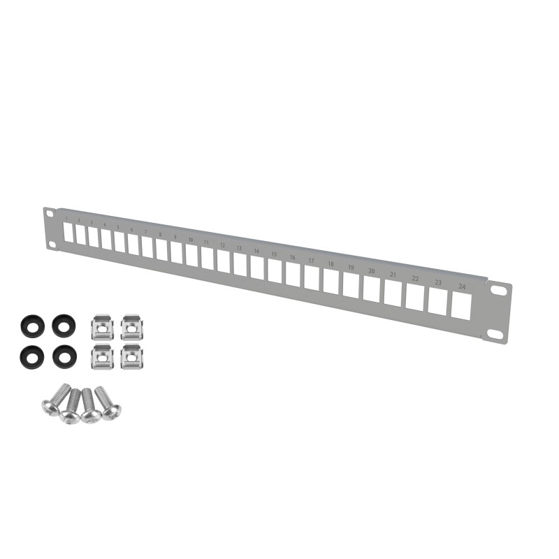 Patchpanel Keystone 1U 24 module RACK Standard 19" gri
