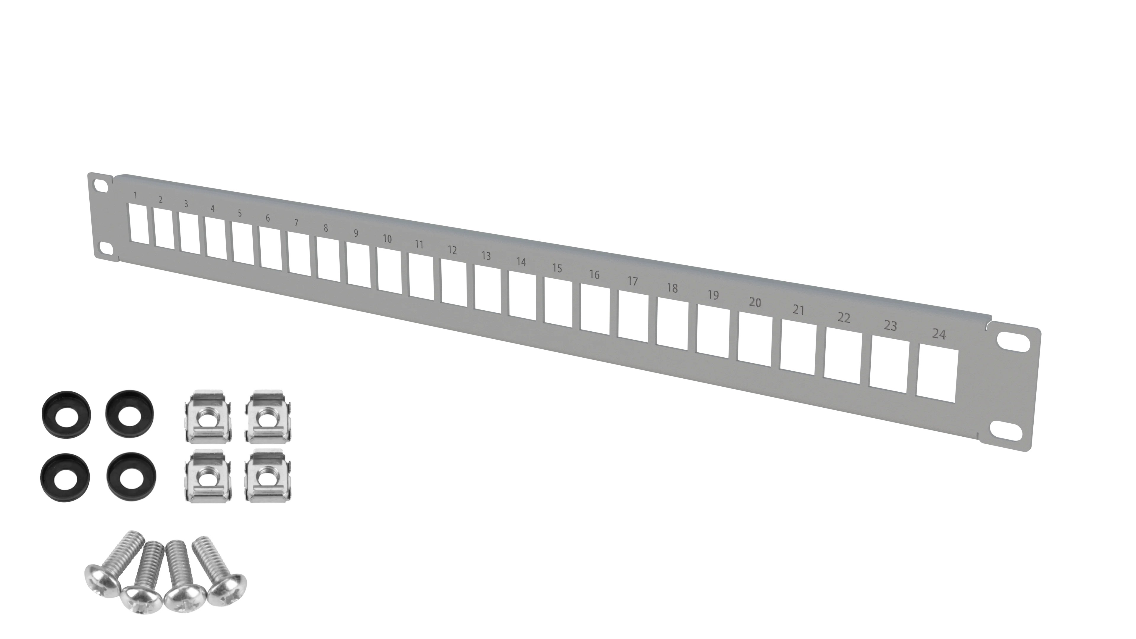 Patchpanel Keystone 1U 24 module RACK Standard 19" gri