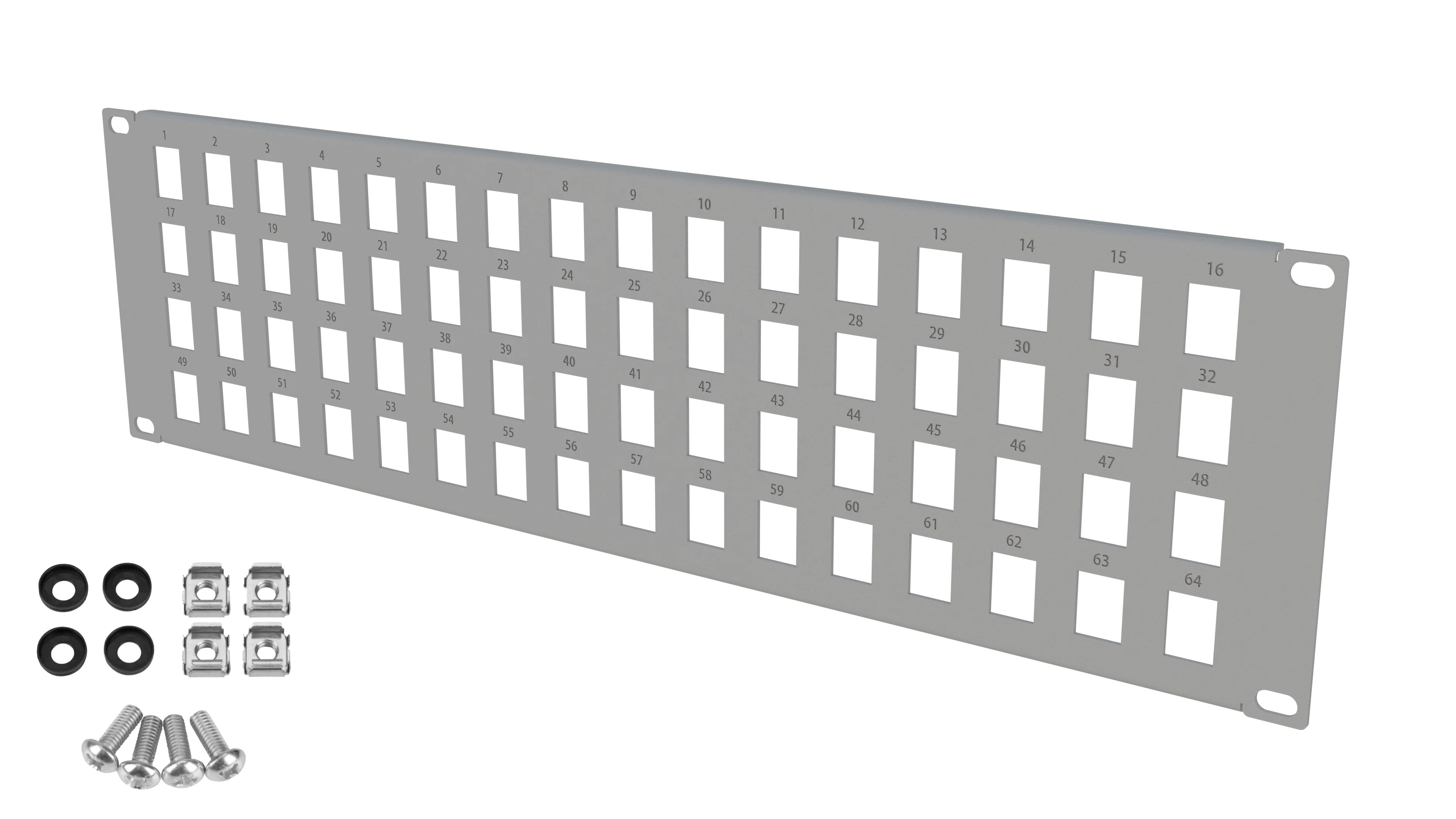 Patchpanel Keystone 3U 64 module RACK Standard 19" gri