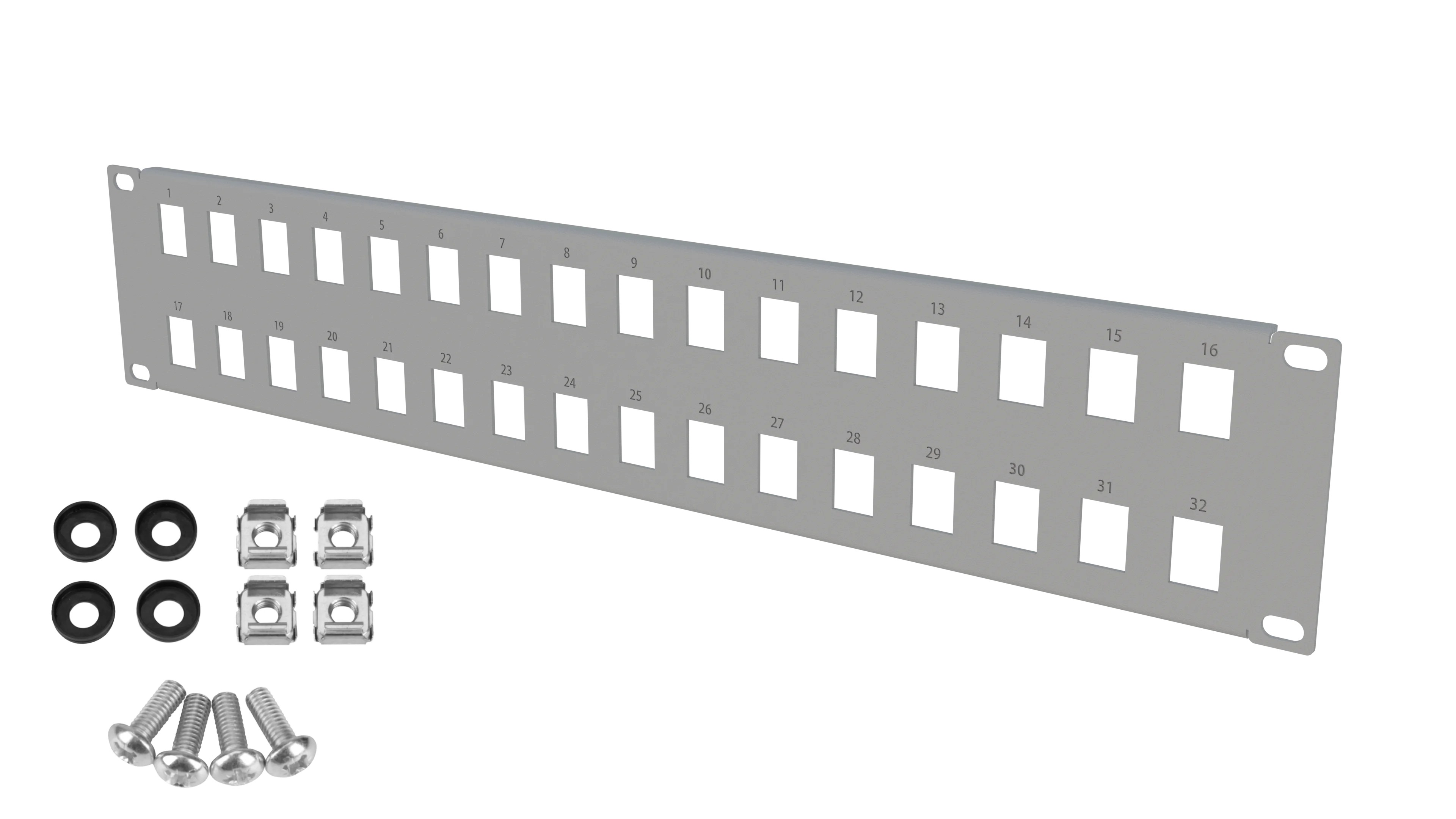 Patchpanel Keystone 2U 32 module RACK Standard 19" gri