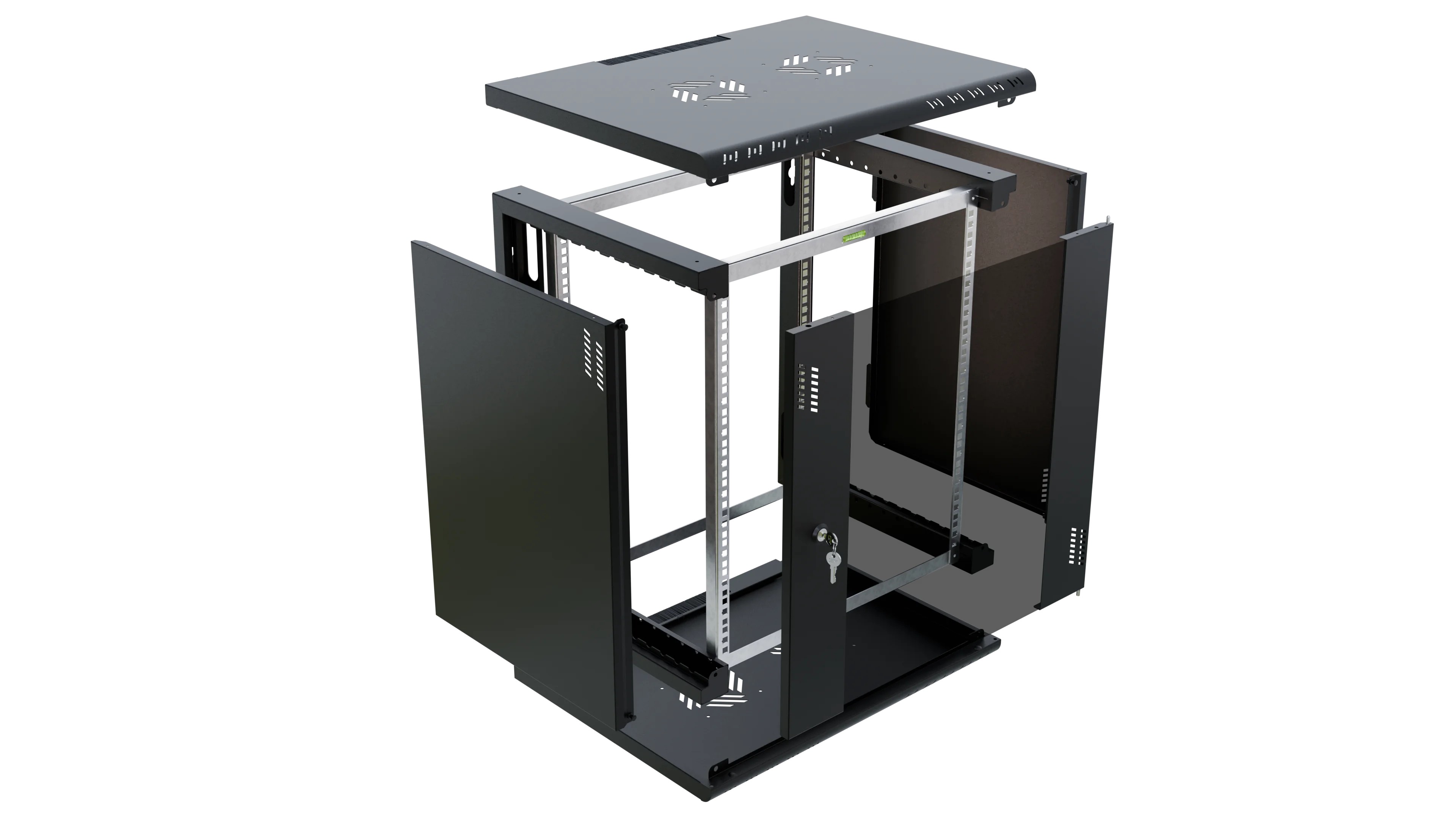 Professional RACK cabinet 19" 12U 450 glass black