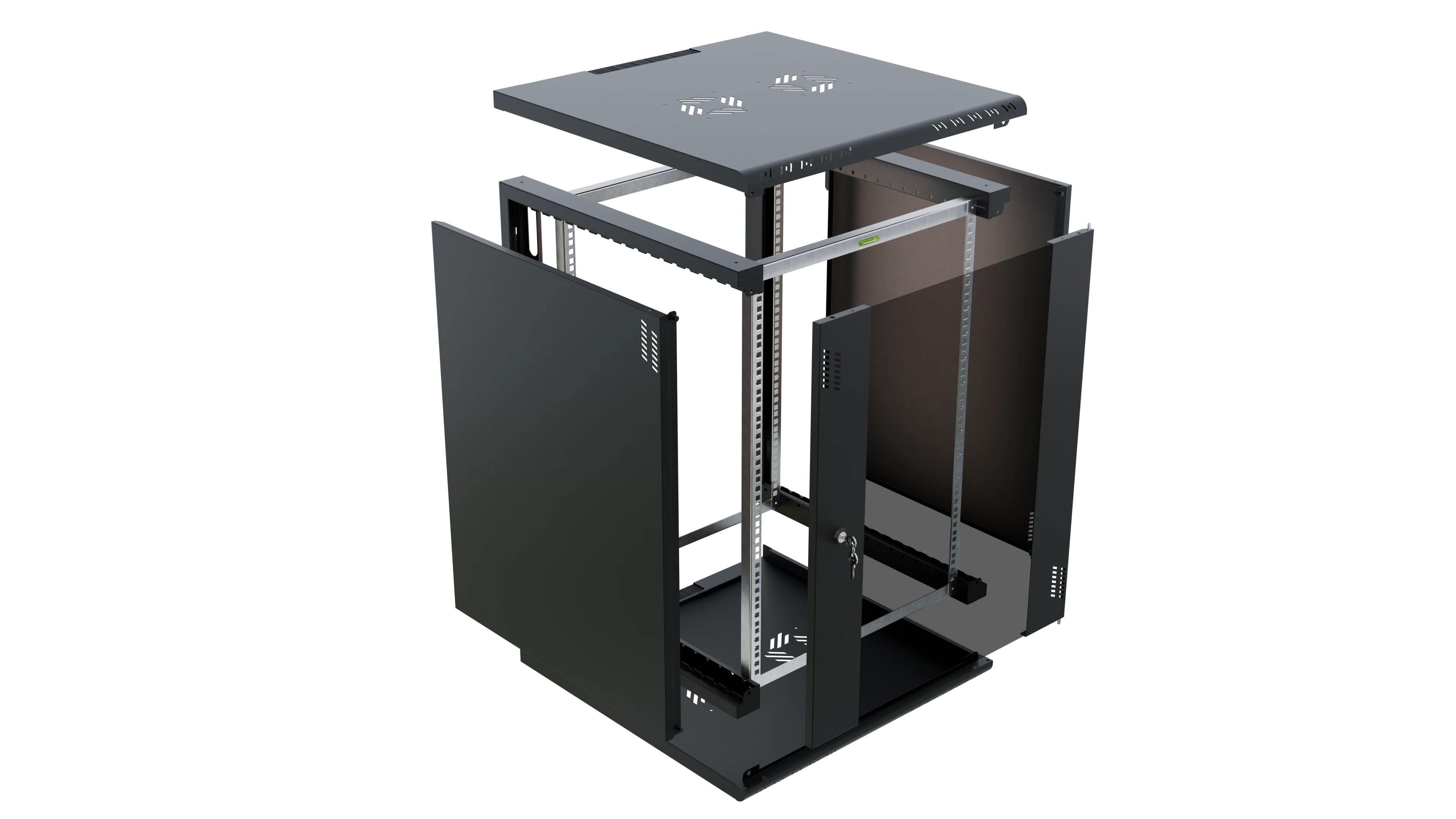 Professional RACK cabinet 19" 15U 600 glass black