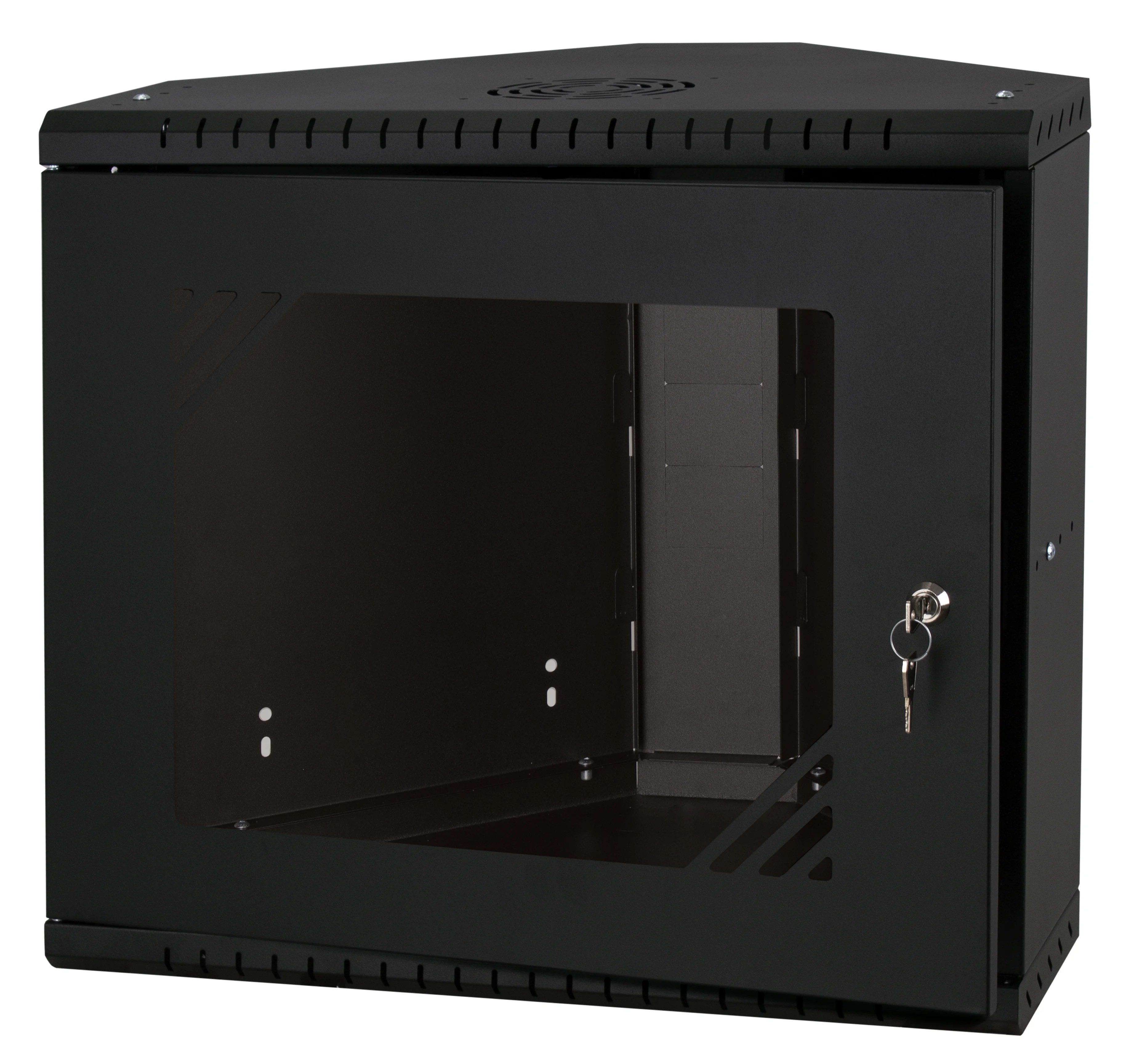 Corner 19" 9U 330mm rack, Glass-Black