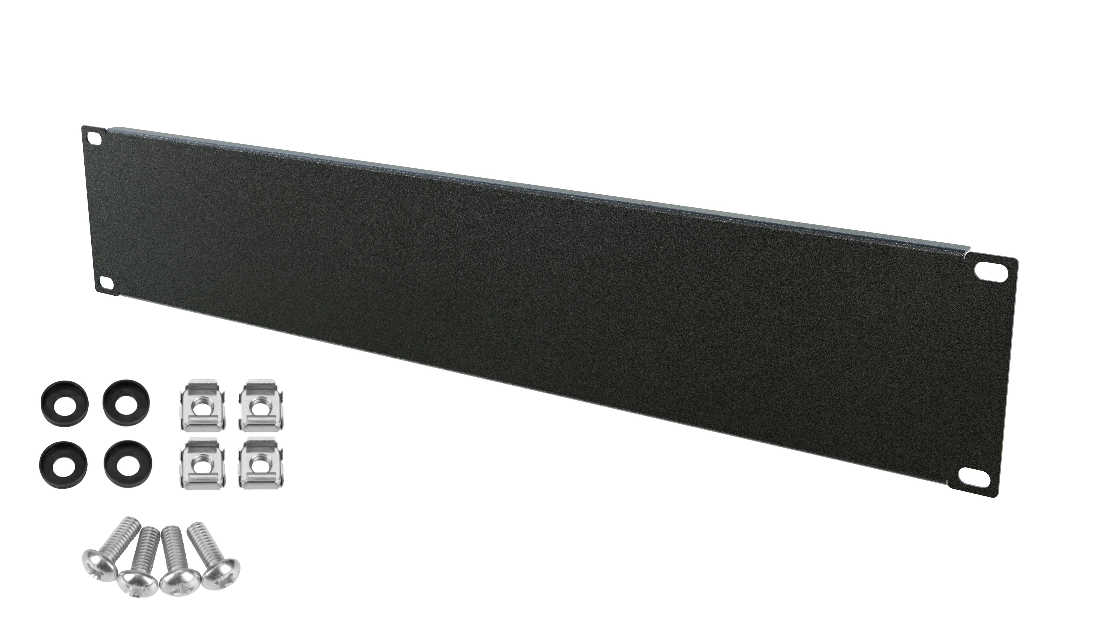 Panou mascare blank plin 2U pentru rack 19", cu șuruburi incluse, negru