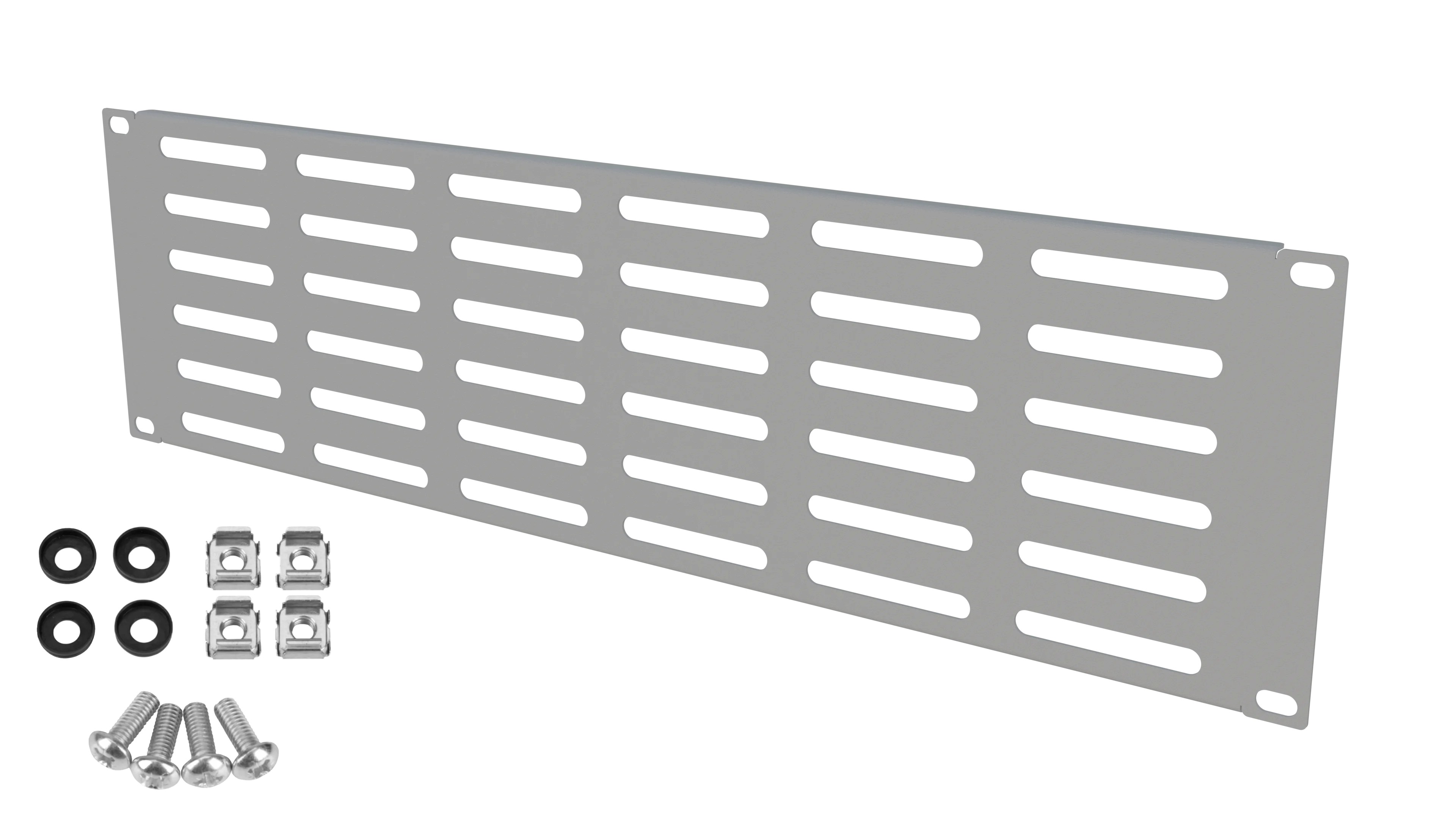 Panou mascare 3U gri cu grile ventilație pentru cabinete rack 19"