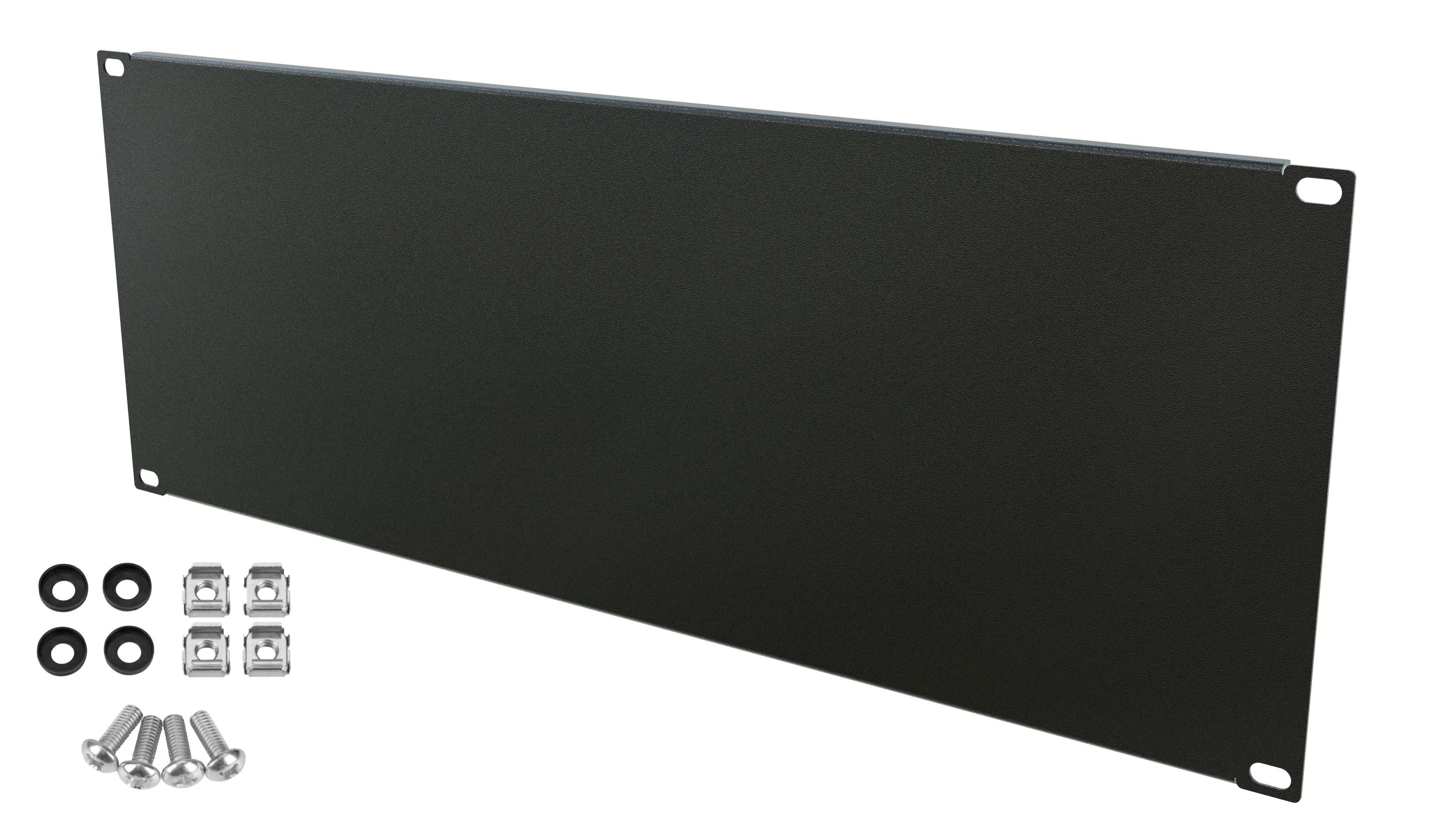 Panou mascare blank plin 4U pentru rack 19", cu șuruburi incluse, negru