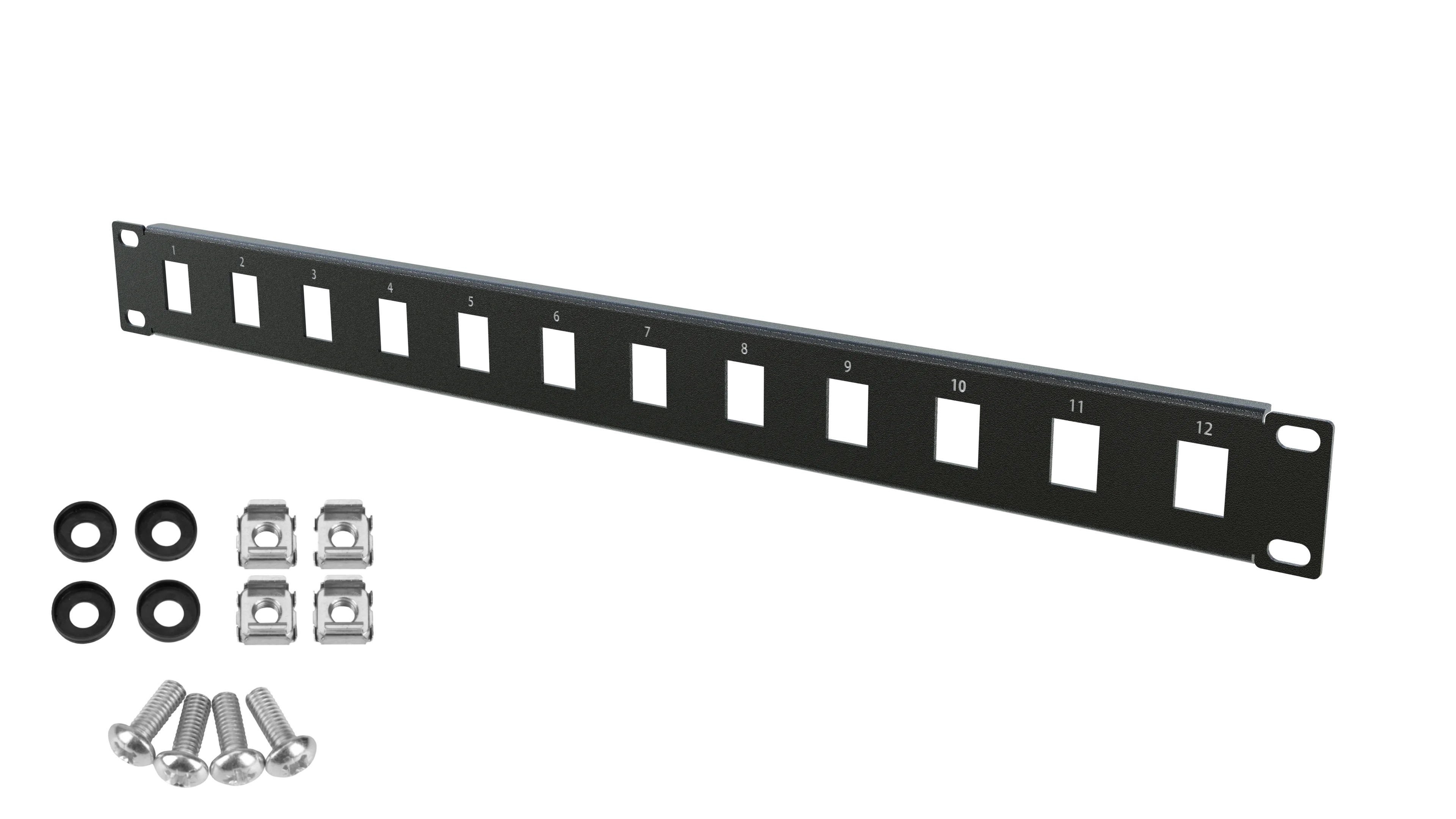 Patchpanel Keystone 1U 12 module RACK Standard 19" negru
