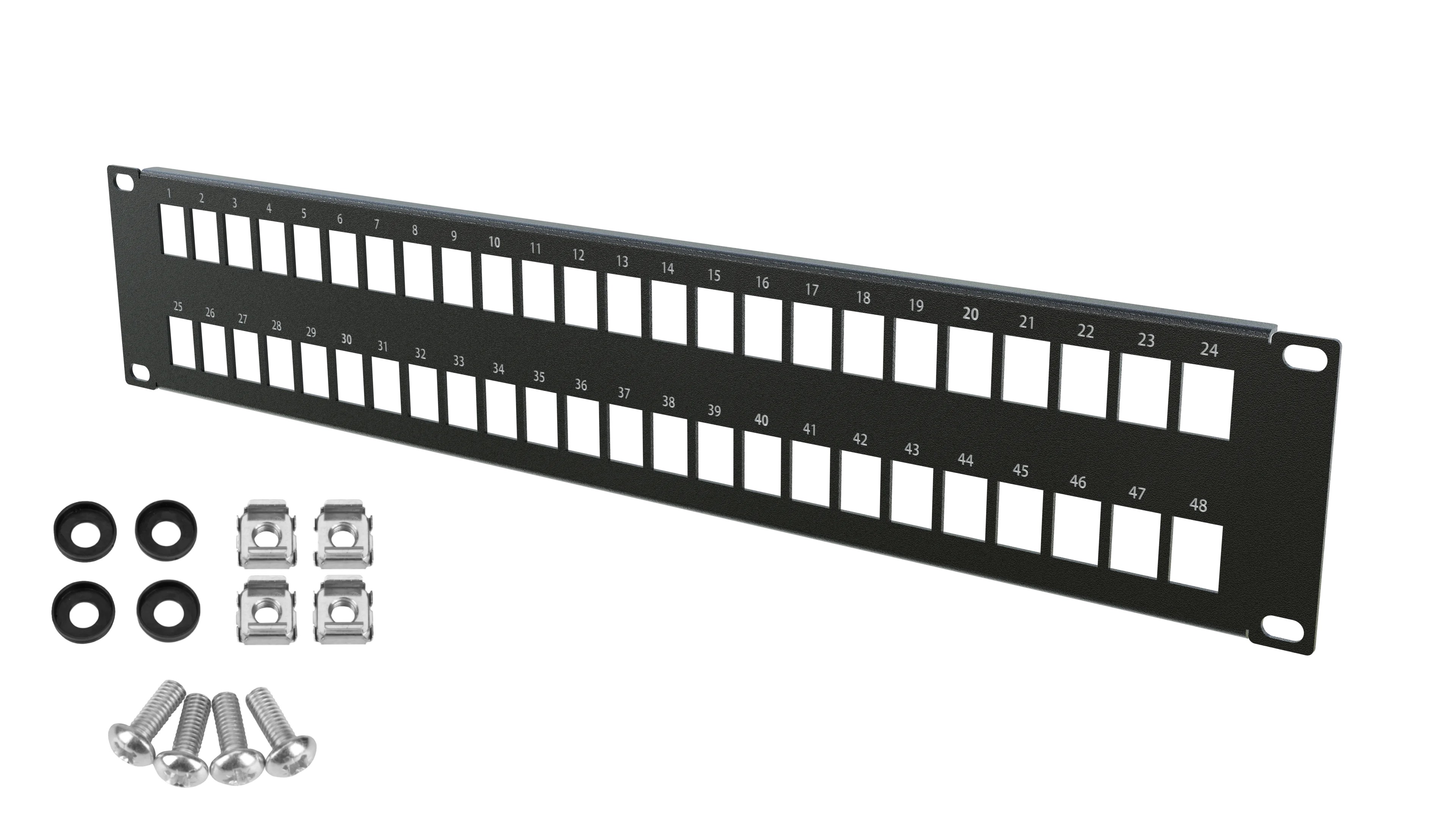 Patchpanel Keystone 2U 48 module RACK Standard 19" negru