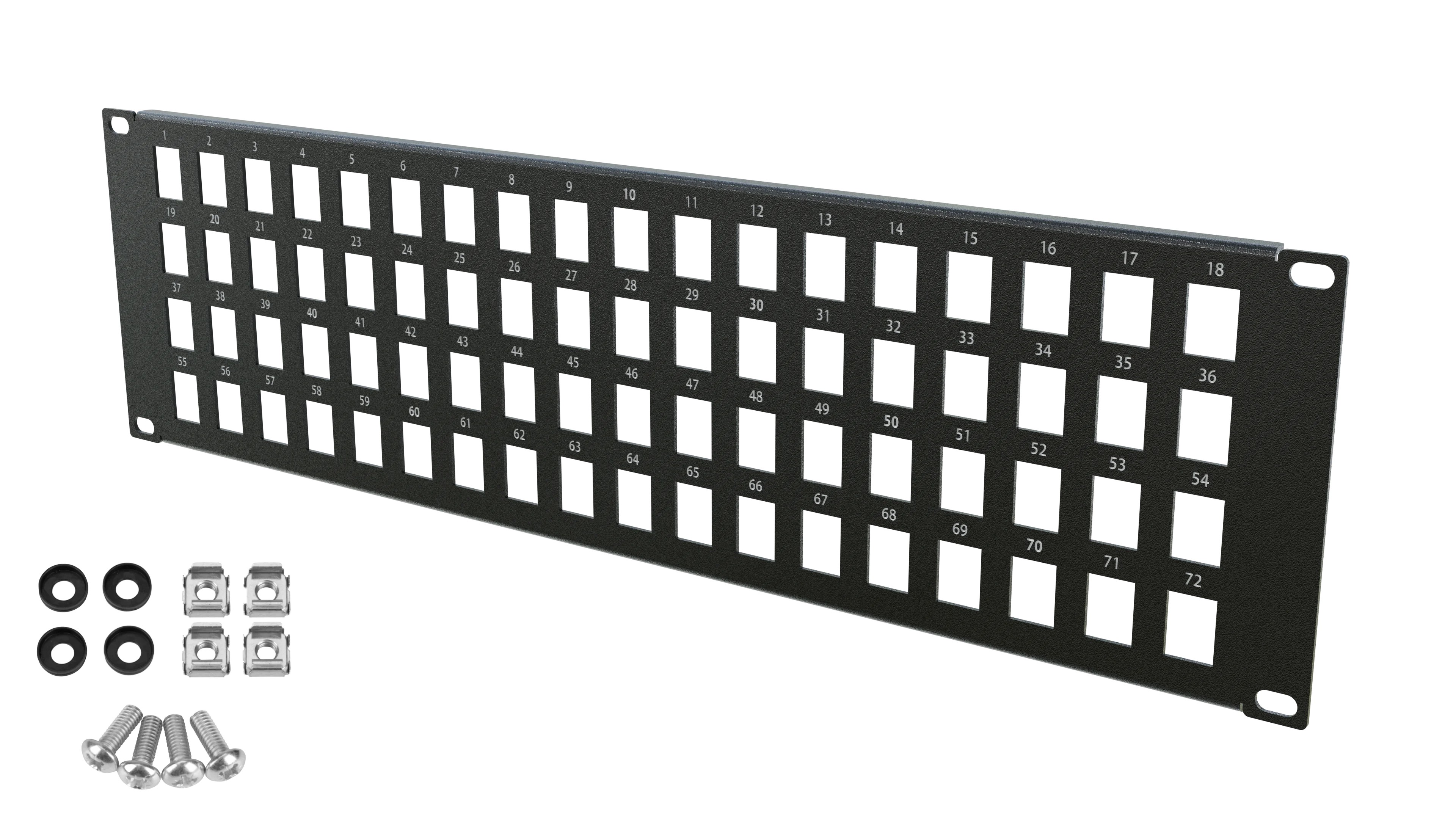 Patchpanel Keystone 3U 72 module RACK Standard 19" negru