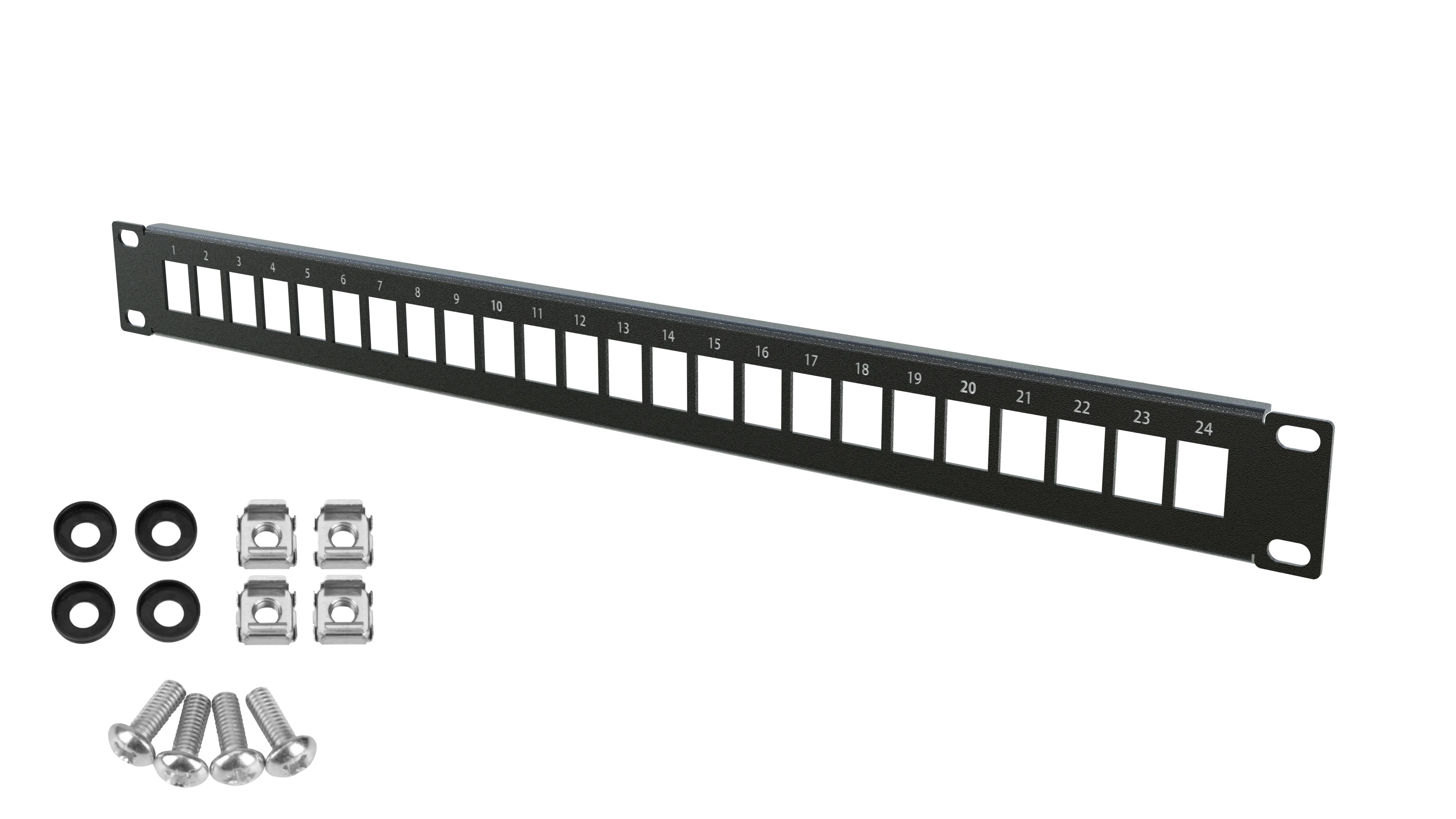 Patchpanel Keystone 1U 24 module RACK Standard 19" negru