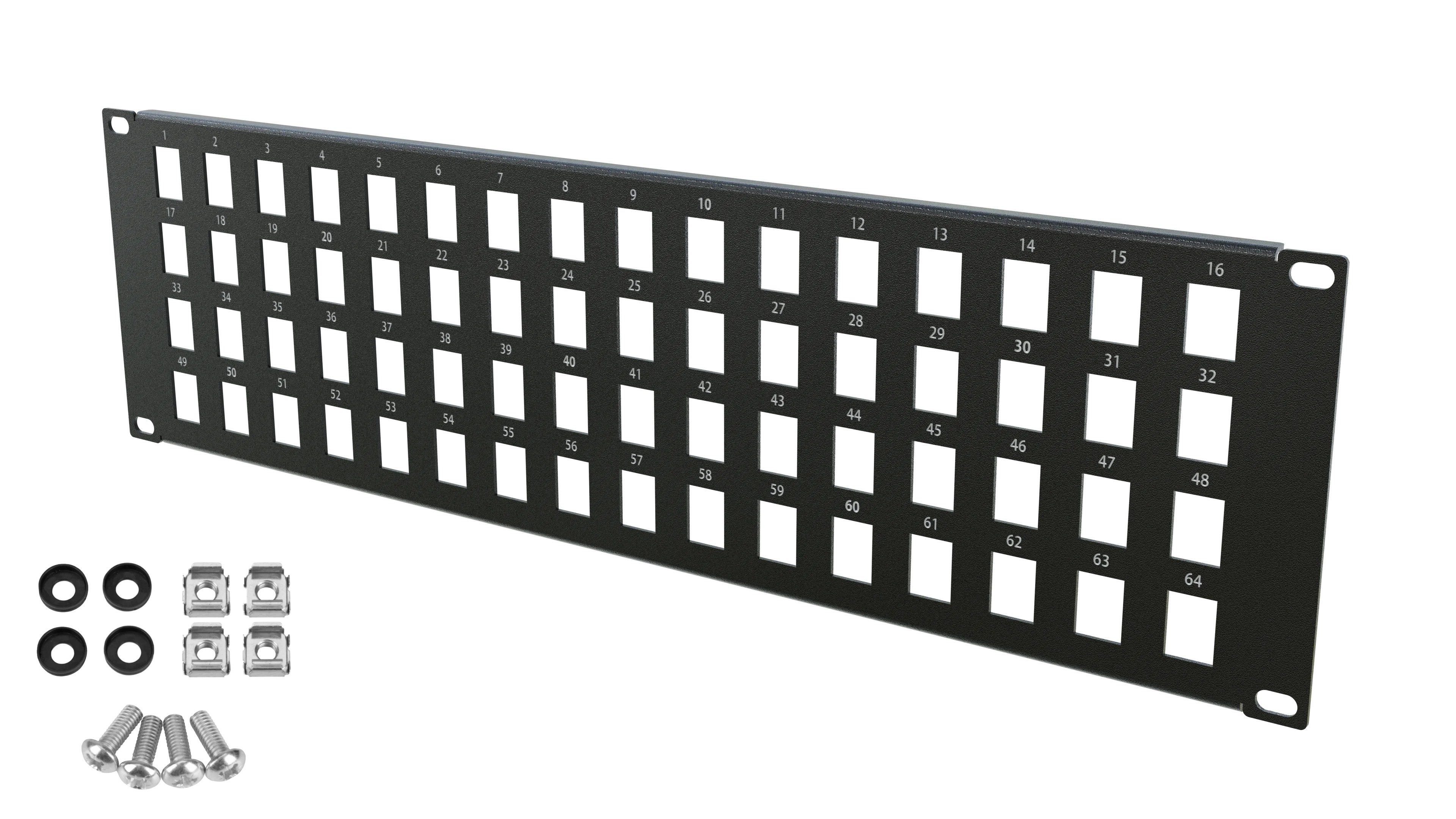 Patchpanel Keystone 3U 64 module RACK Standard 19" negru