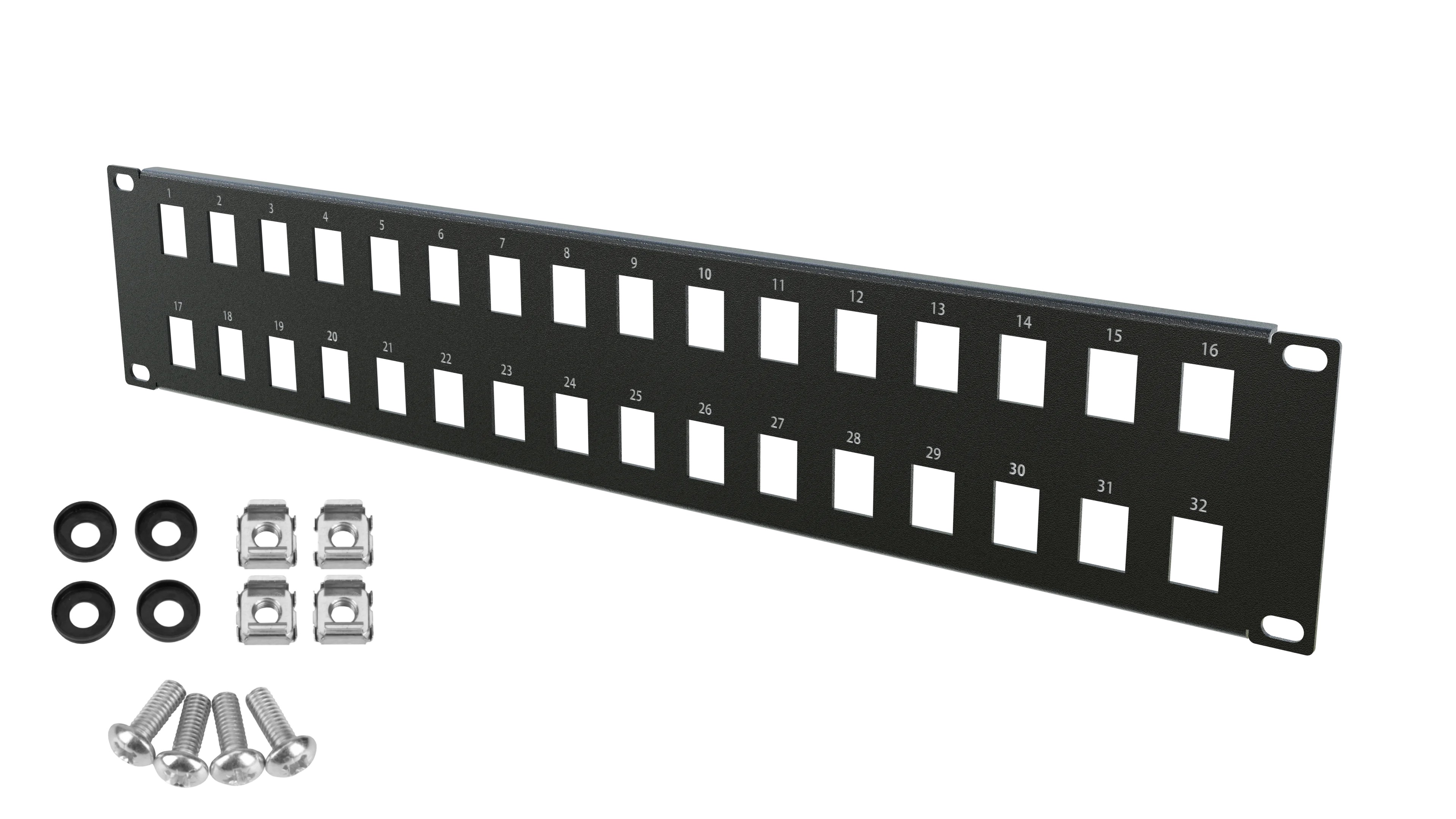 Patchpanel Keystone 2U 32 module RACK Standard 19" negru