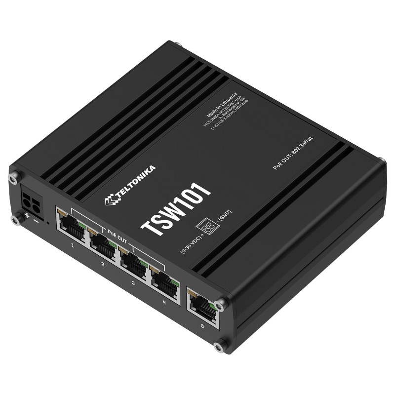 Switch industrial PoE TSW101 cu 4 porturi + 1X uplink teltonika