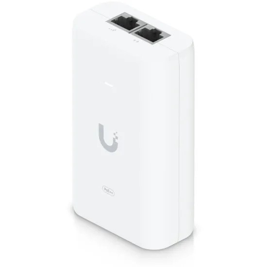 UBIQUITI PoE++ Adapter; Delivers up to 60W of PoE++; Surge, peak pulse, and overcurrent protection; Contains RJ45 data input, AC