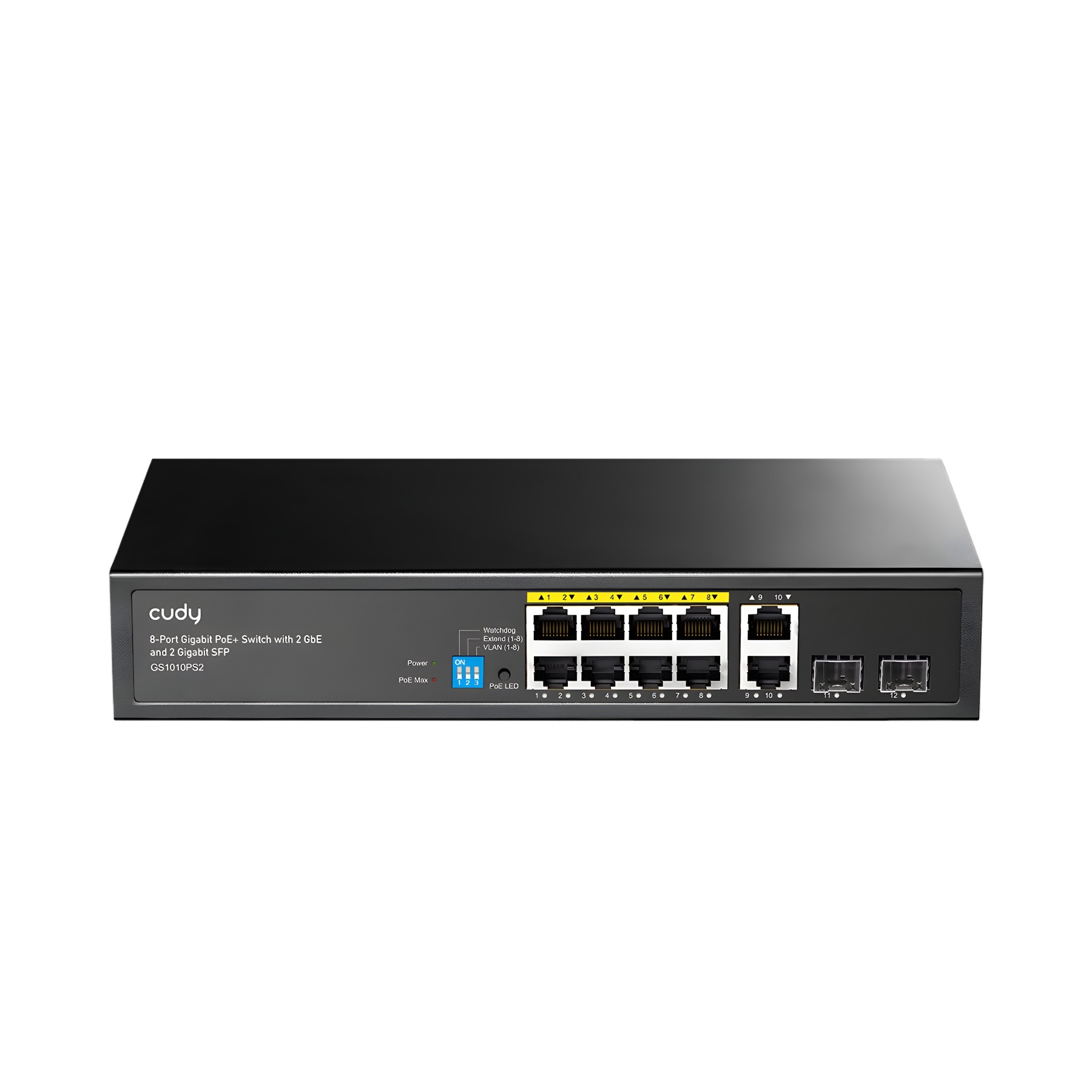 SWITCH POE GS1010PS2 CU 8 PORTURI + 2X UPLINK + 2X SFP CUDY