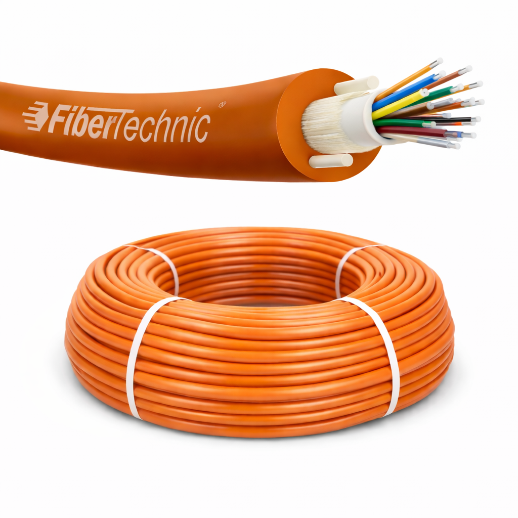Cablu fibră optică 24 fibre singlemode îngropabil Fibertechnic DAC Z-XOTKtcdD 9/125 ITU-T G.652D 4kN