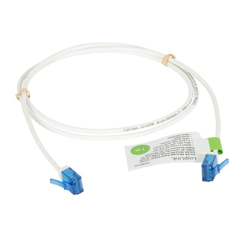 Patchcord RJ45 Cat6A ultraslim, 1m, alb