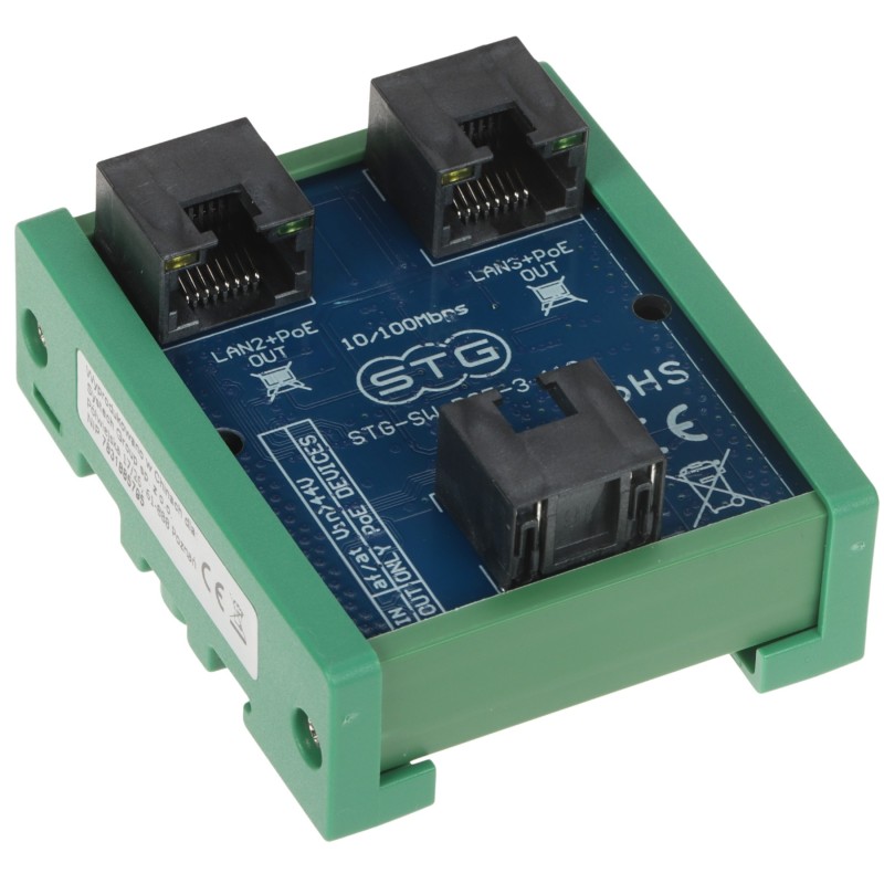 Switch PoE Extender STG-SW-POE-3-110 cu 3 porturi pentru camere IP și sisteme CCTV
