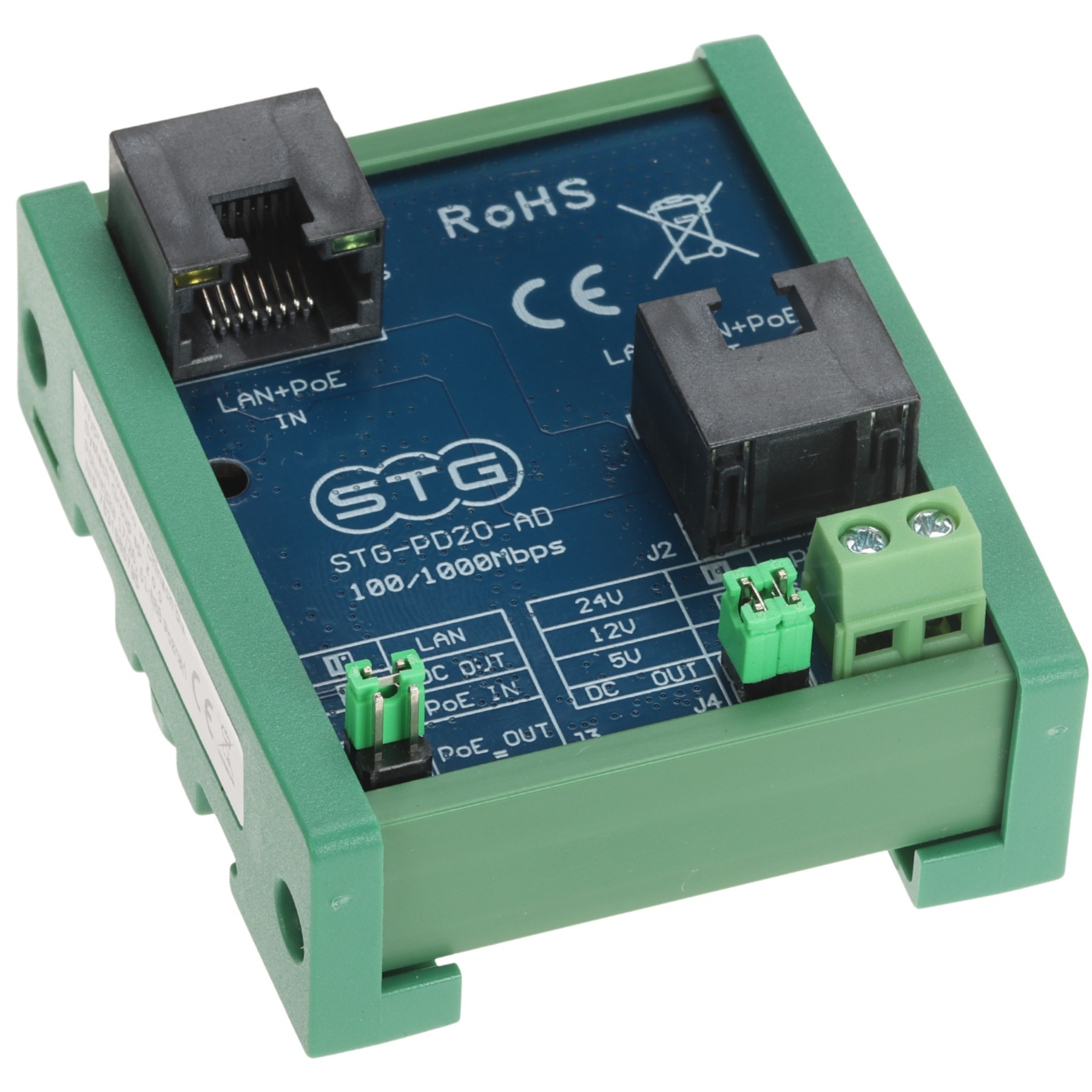 Adaptor coborâre tensiune 5/12/24V din PoE 48V STG-POE200-AD STG