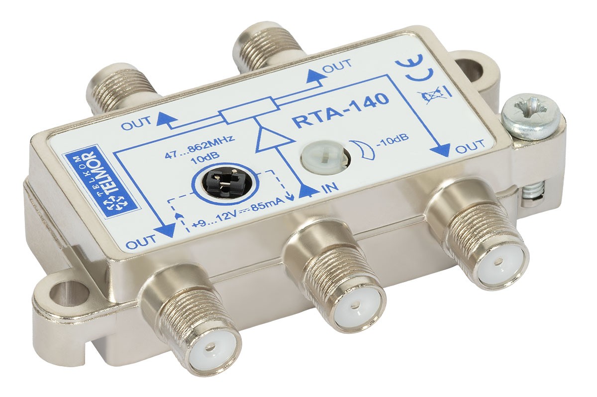 Splitter CATV 4 cai activ 47-862 MHz RTA-140 TELMOR telealimentat