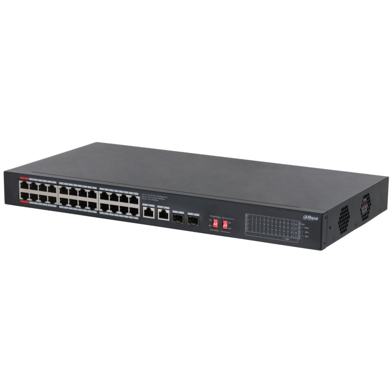 Switch PoE S3228-24GT-375 cu 24 porturi + 2X uplink + 2X SFP Dahua