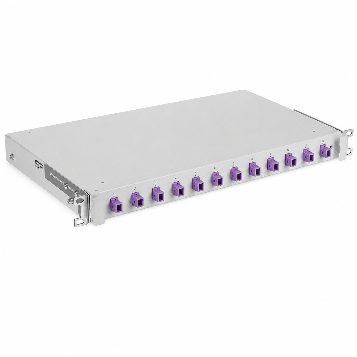 Patchpanel ODF 12xSC OM4 multimode 1U complet echipat 19'' cu glisiere alb pt fibră optică