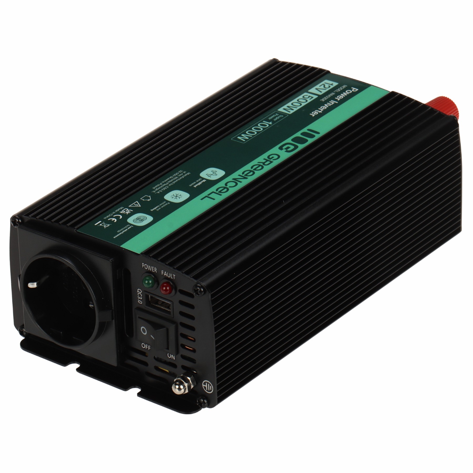 Invertor auto 12V 1000W INV03DE-GC Green Cell sinusioida aproximată