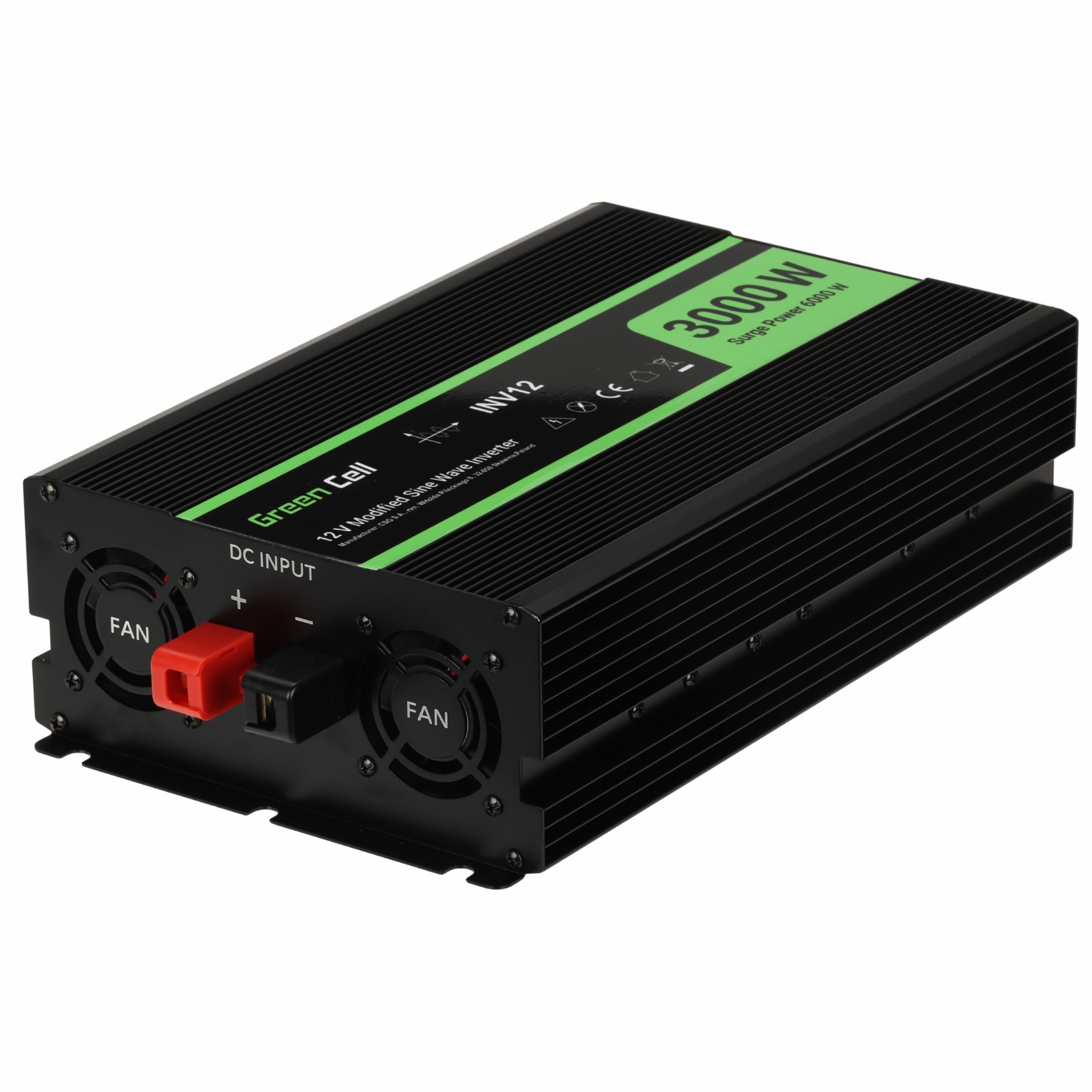 Invertor auto 12V 1000W INV12-GC Green Cell sinusioida aproximată cu încărcător USB Quick Charge 3.0