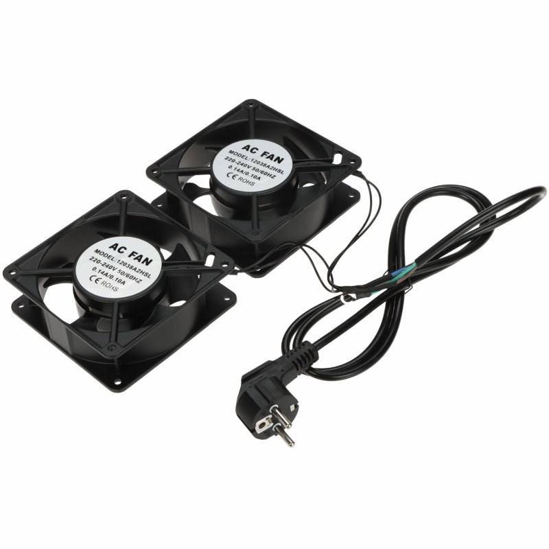 Set 2 ventilatoare Rack cu cablu alimentare A19-2W-B