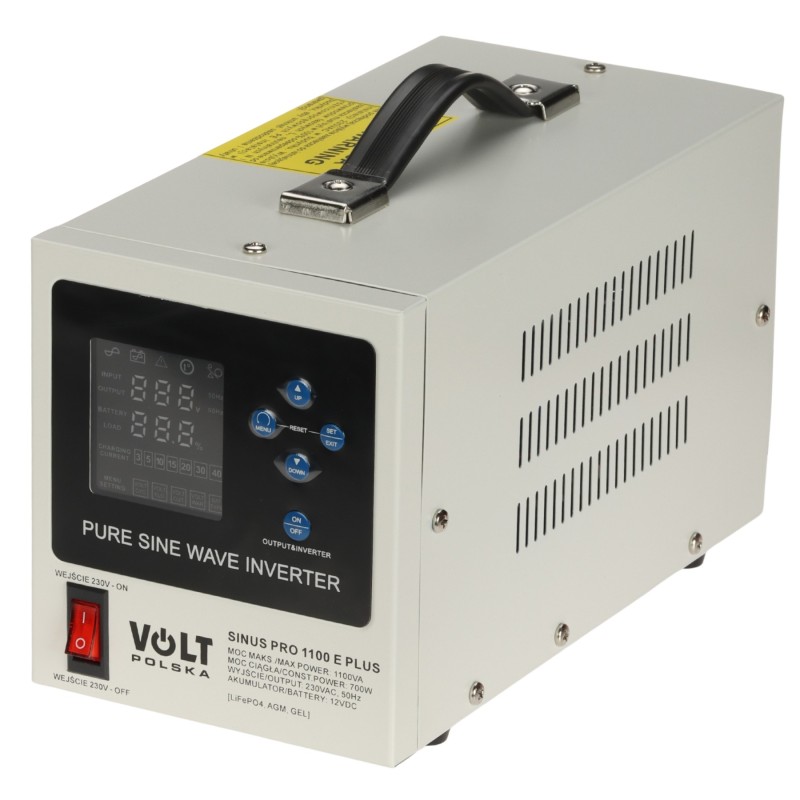 UPS 1100VA/700W pentru centrale termice sinusoidă pură cu AVR și acumulator extern SINUS-PRO-1100E-PLUS VOLT Polska