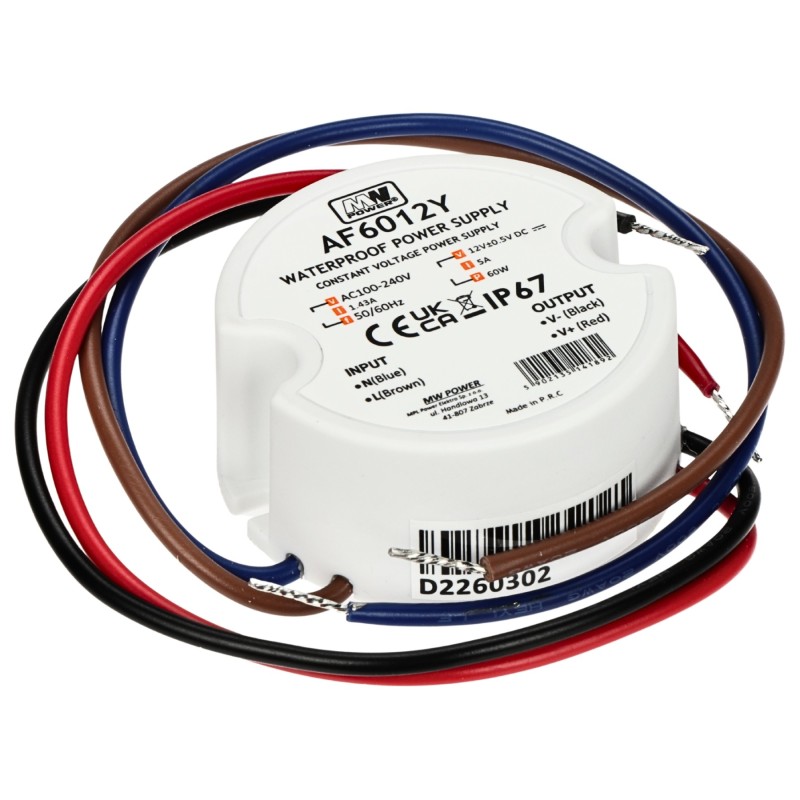 Sursa alimentare mini 12V/5A TP MW Power IP67 montaj doza