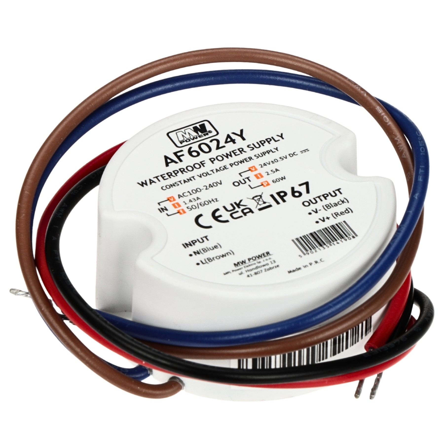 Sursa alimentare mini 24V/2.5A TP MW Power IP67 montaj doza
