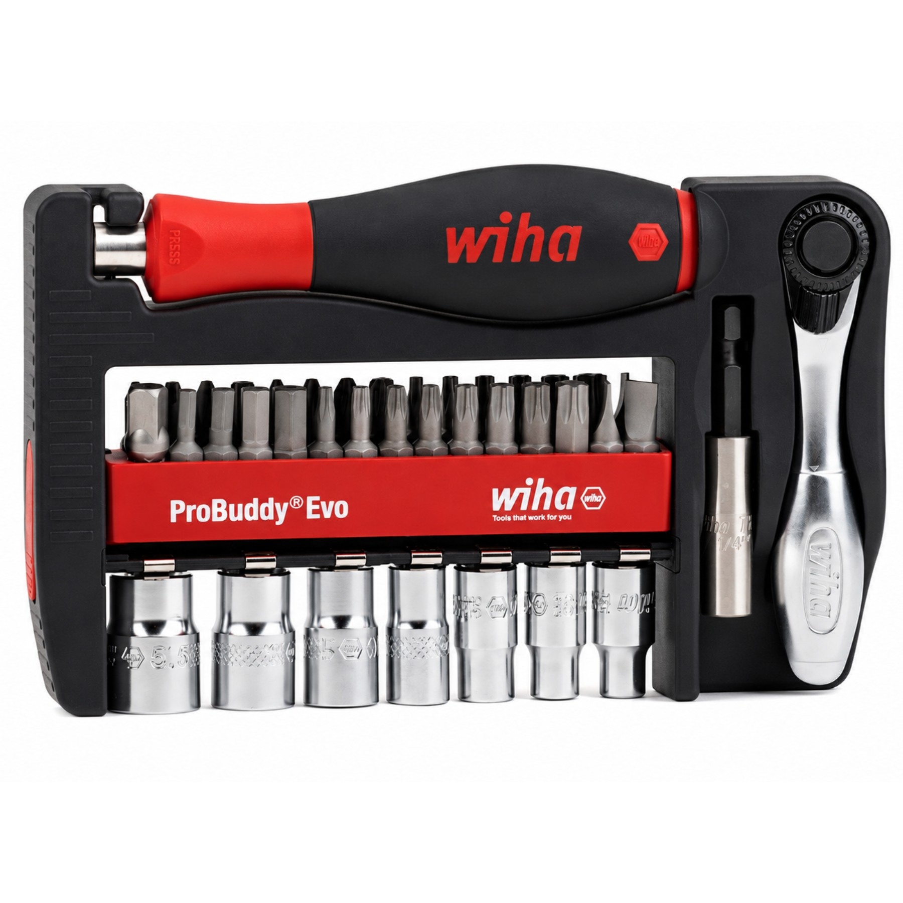 SET DE BITURI ȘI CHEI DE CAP WH-PROBUDDY/46960 30 BUC. 1/4 " WIHA