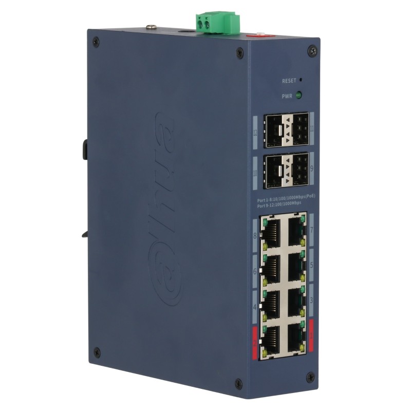 Comutator industrial PoE administrat CHS4412-8GT-125 cu 8 porturi + 4X SFP Dahua