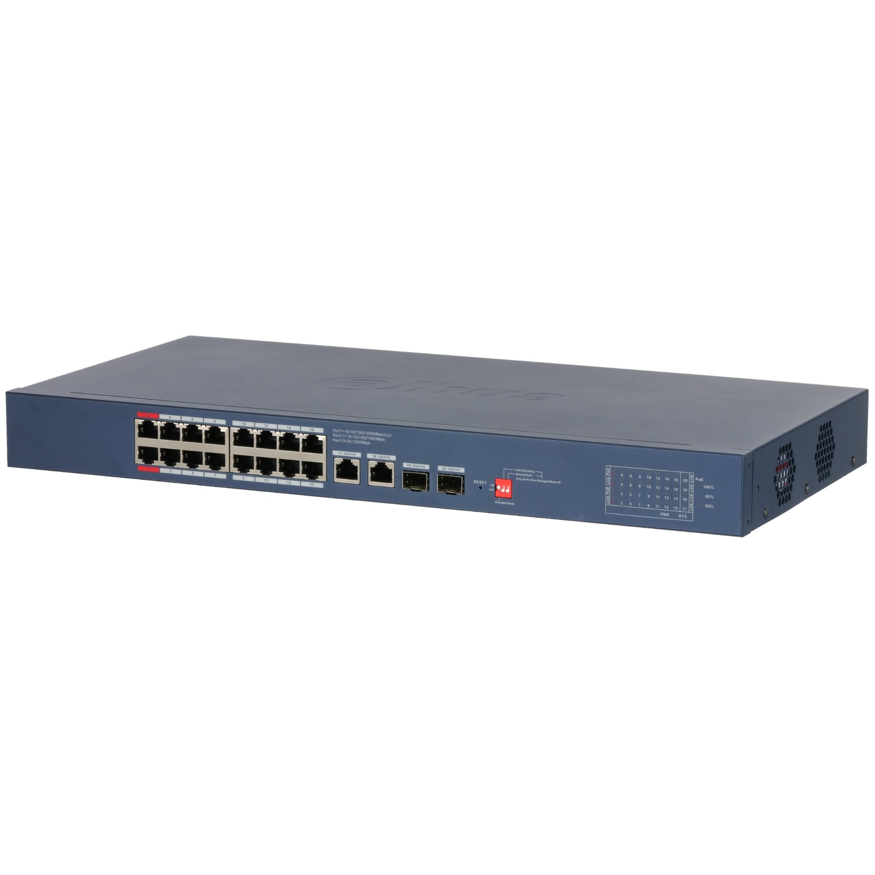 SWITCH POE CS4220-16GT-190 CU 16 PORTURI + 2X UPLINK + 2X SFP DAHUA