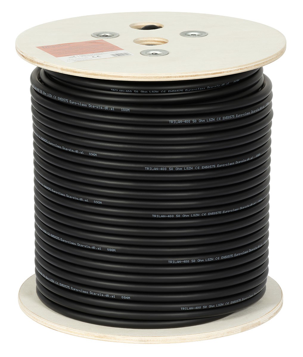 Cablu coaxial 50 Ohm Tri-Lan 400 PE 2.7/7.2/10.3 [100 m] clasă de inflamabilitate: Dca
