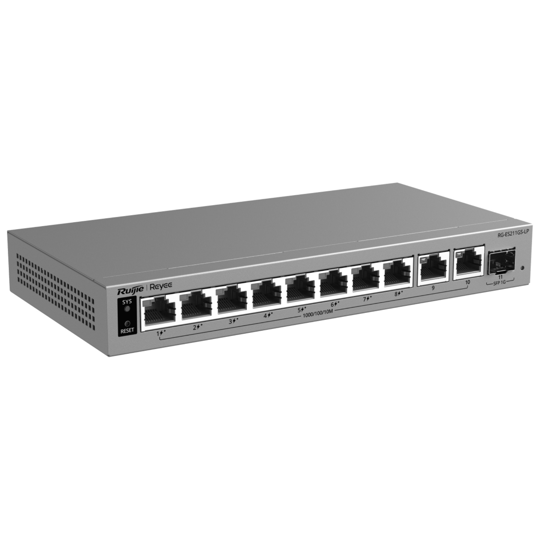 SWITCH POE RG-ES211GS-LP CU 8 PORTURI + 2X UPLINK + 1X SFP REYEE
