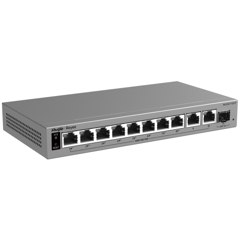 Switch PoE RG-ES211GS-P cu 8 porturi + 2X uplink + 1X SFP Reyee