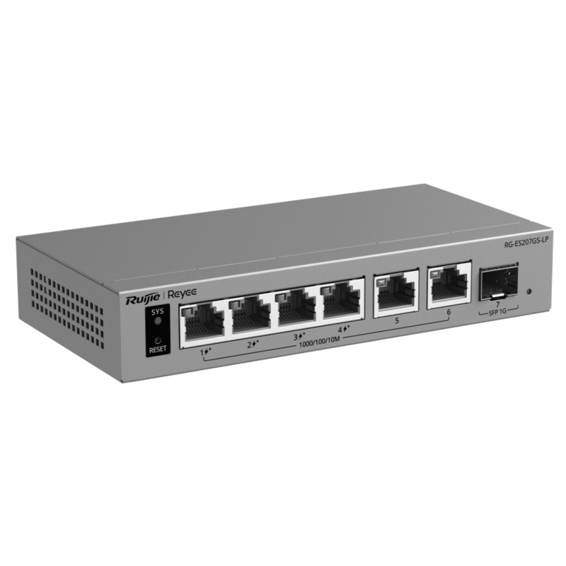 Switch PoE RG-ES207GS-LP cu 4 porturi + 2X uplink + 1X SFP Reyee