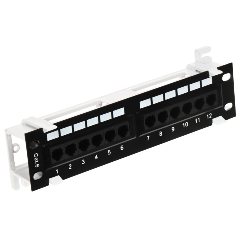 Patch Panel RJ45 UTP Cat6 (12 porturi, 1U, 10 inch)
