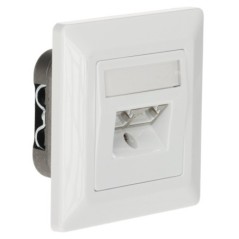 Priză Dublă RJ45 Cat6 STP albă îngropată Solarix