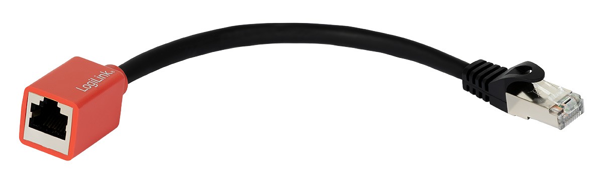 Prelungitor RJ45 LogiLink NP0079N Cat 6a S/FTP, RJ45 mamă la RJ45 tată, 20 cm