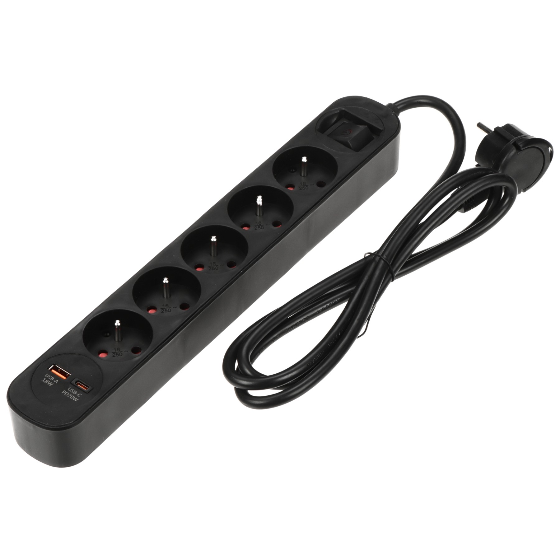 PRIZĂ MULTIPLĂ PS-6/B/1.5M (5 PRIZE + 2 USB) 1.5 m VIRONE