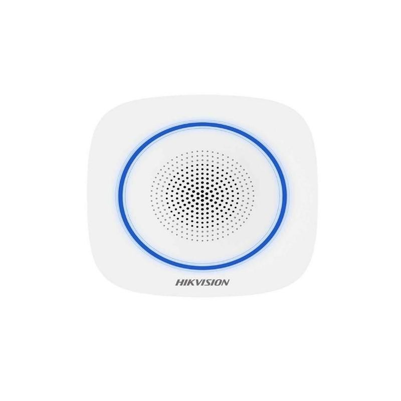 Sirena interior wireless AX PRO Hikvision DS-PS1-II-WE Buzzer Decibel: 90 to 110 dB, fire alarm, panic alarm, and intrusion ala