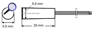 Senzor magnetic ingropat Satel K-2 28-40mm alb, pentru uși/feronerie