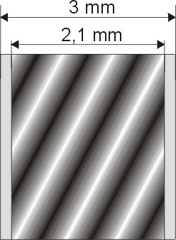 Secţiune longitudinală a cablului şi dimensiuni