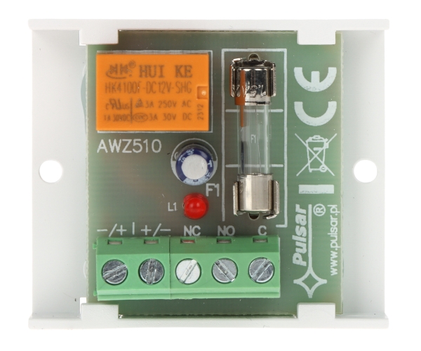 Modul 1 releu NO/NC comandă 10-16V AC/DC comută max 1A/50VDC AWZ-510 Pulsar Modul 1 releu NO/NC comandă 10-16V AC/DC comută max 1A/50VDC AWZ-510 Pulsar