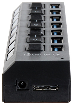 Hub USB 3.0 extern 7 porturi cu întrerupătoare și cablu 55 cm Hub USB 3.0 extern 7 porturi cu întrerupătoare și cablu 55 cm