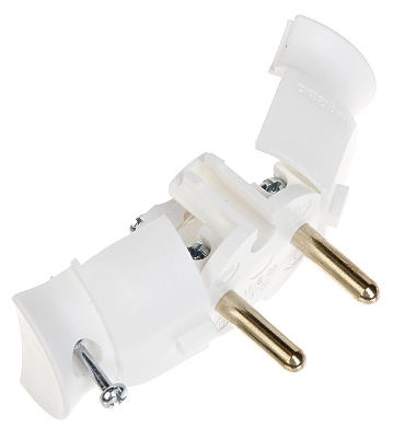 Ștecher Lateral Legrand, 230V / 50Hz, 16A, Cablu max. 2 x 1.5mm², Ideal pentru Prize în Spatele Mobilei, Alb